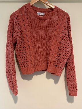 Hollister Knit Cropped Chunky Pink Sweater, size xs